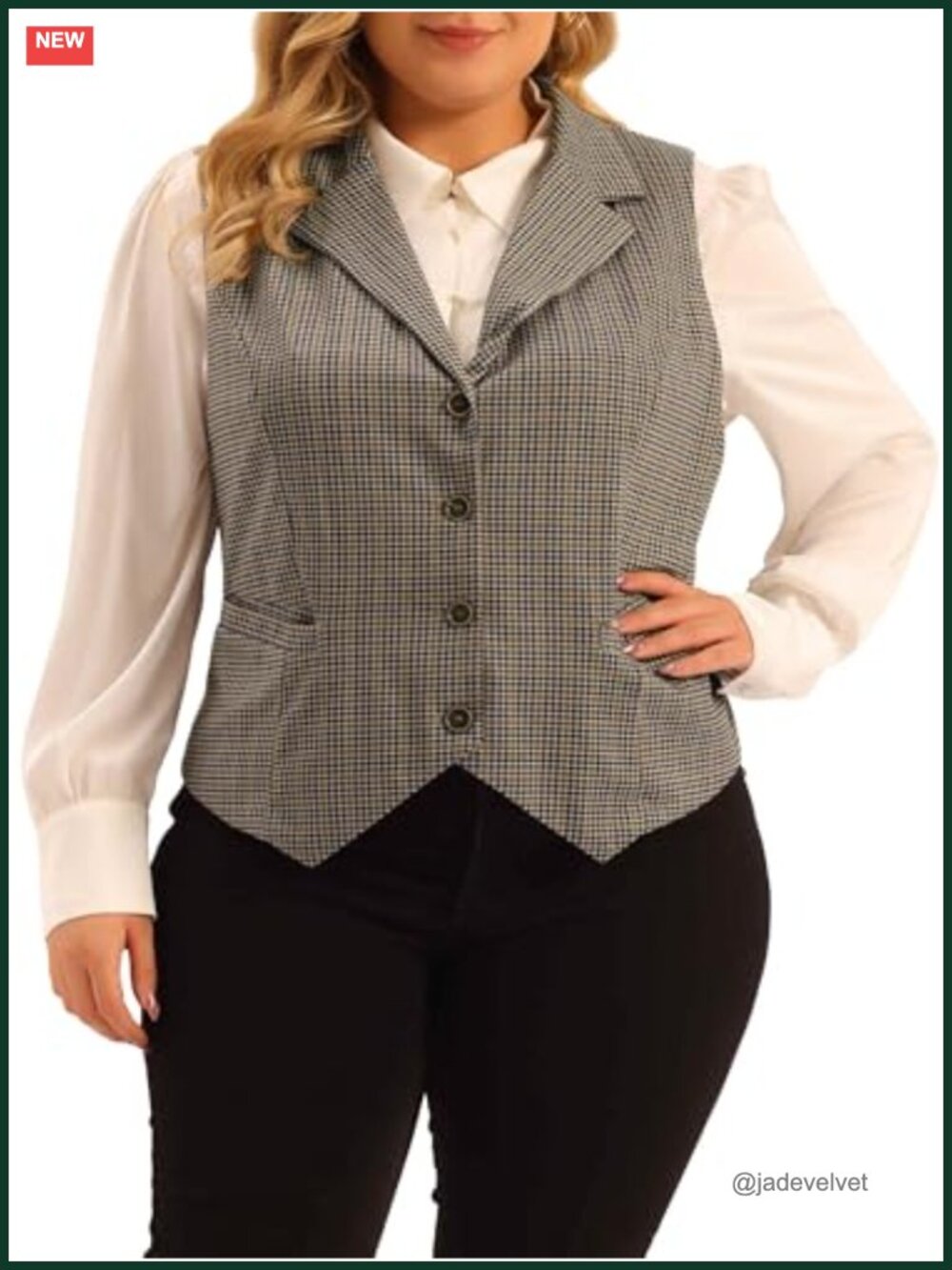 Plus Size Suit Vest Sleeveless Button Plaid Waistcoat Steampunk Work Blazer